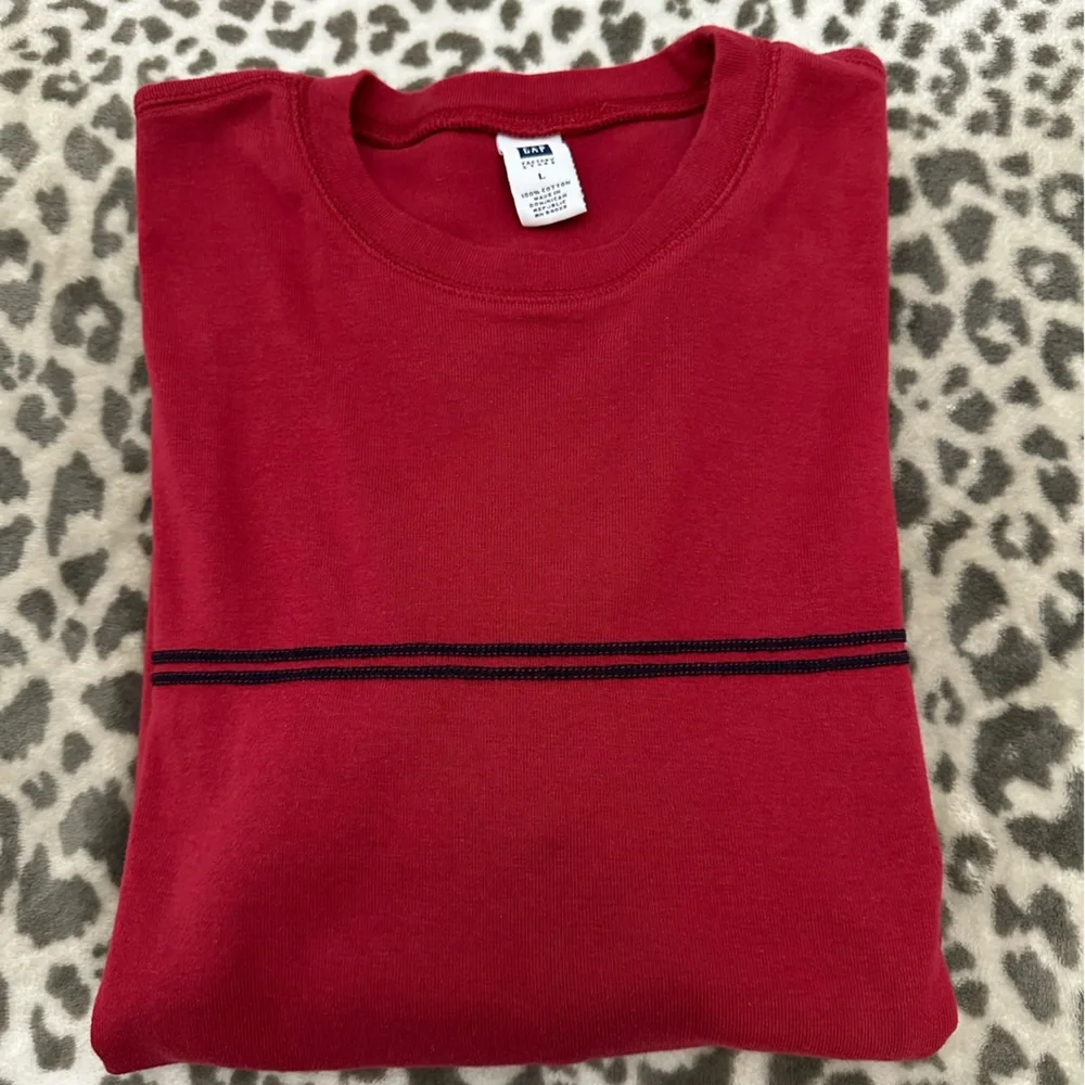 Y2K Gap Factory Store Long Sleeve Chest Stripe Tee in Red Size Large Men’s - Picture 4 of 15